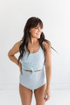 Seaside Ribbed Knot Top in Blue - Size 2X & 3X Left