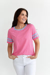 Dana Ringer Tee in Pink - Size Small Left