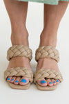 Braided Double Strap Heel in Taupe