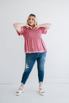 Mira Embroidered Top in Dusty Rose